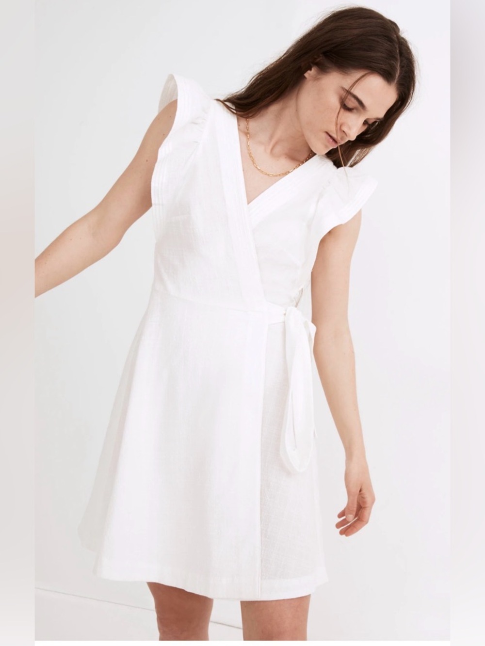 Madewell NWT $108 Ruffle Sleeve Cotton Wrap Dress S Lighthouse White SOLD OUT